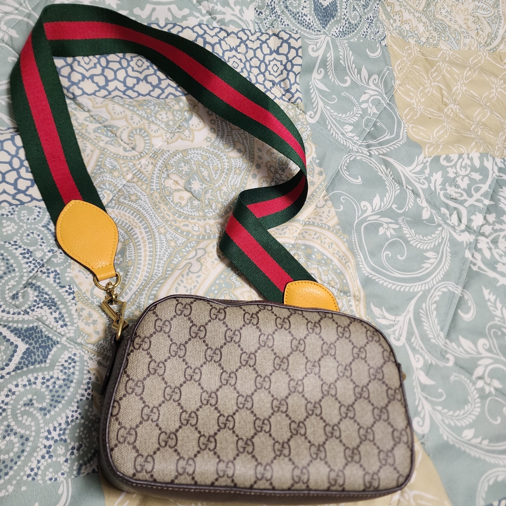 Gucci Beige and Green Crossbody Bag